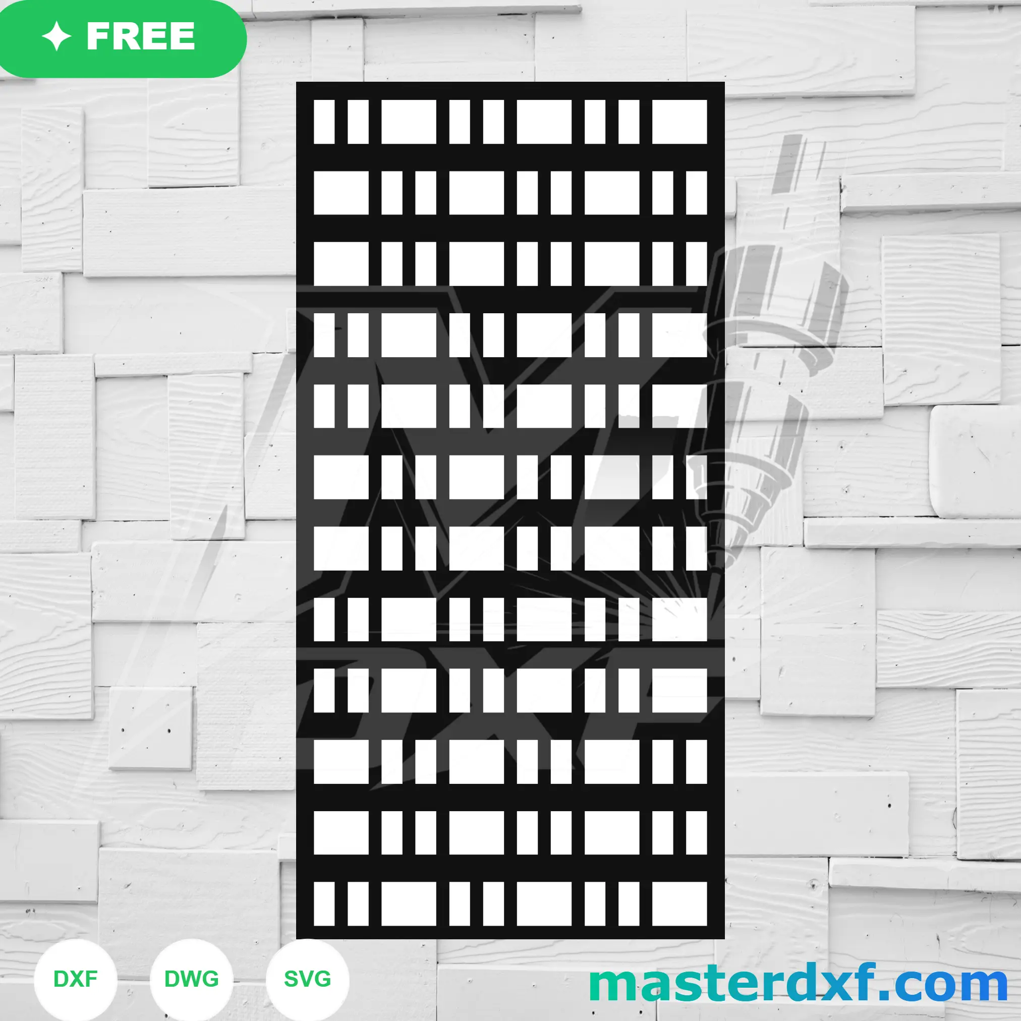 Horizontal Brick Dash DXF Pattern for Minimalist Screens DXF File
